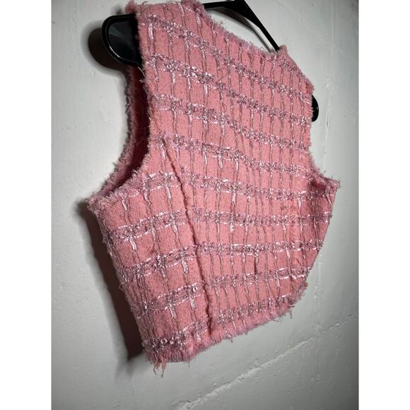 English Factory Womens Pink Cropped Tweed Vest Size XS - Picture 8 of 8